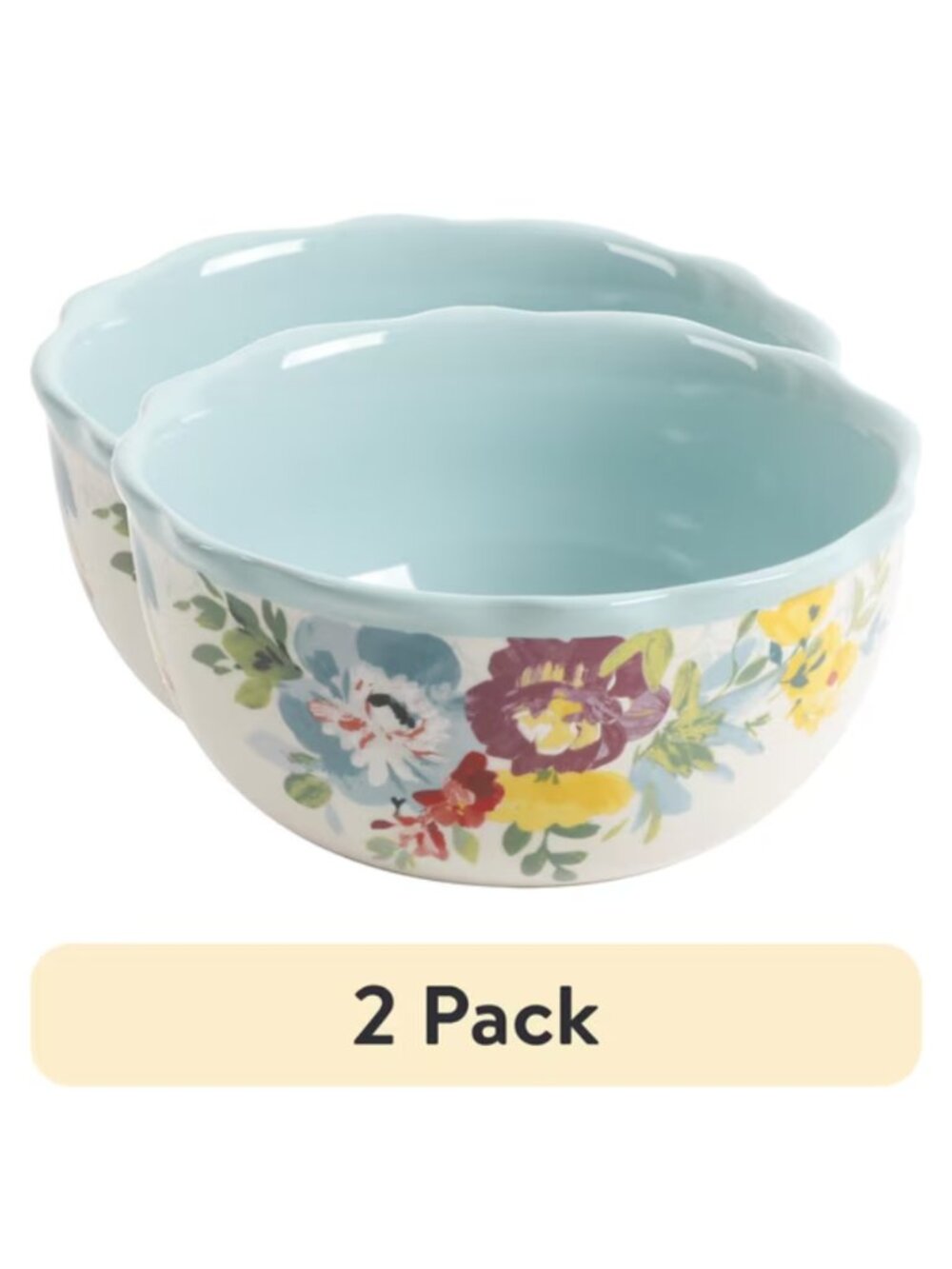 The Pioneer Woman Home Blue 2Pack Kitchen Dinnerware Sweet Romance Ceramic Bowls